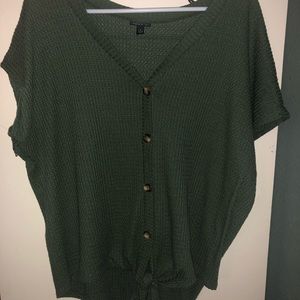 Torrid olive green front tie shirt